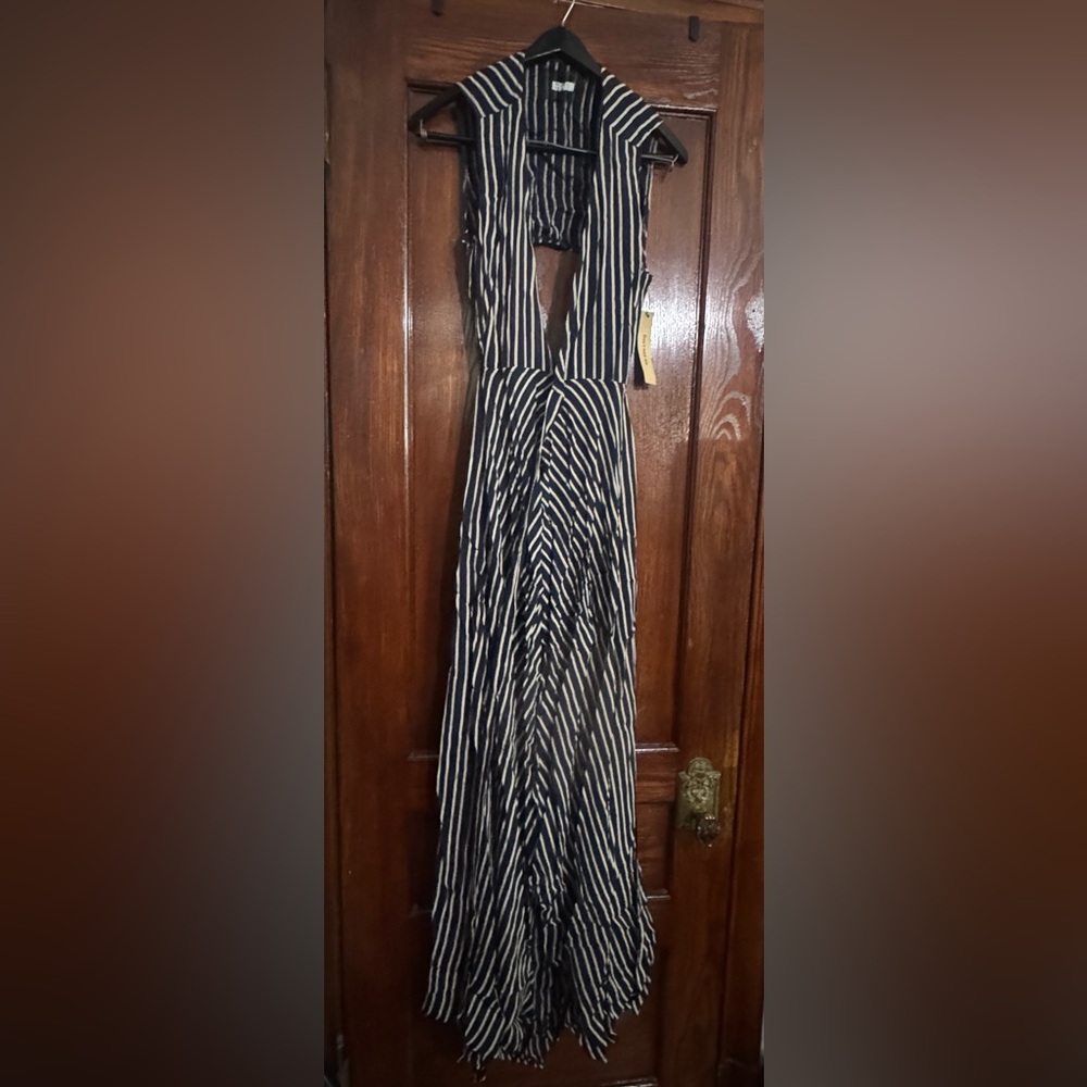 NWT Reformation Elegant Navy and White Striped Dress